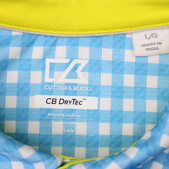 Cutter & Buck Polo Shirt Mens Large Blue CB DryTec Golf Short Sleeve Pullover - Picture 7 of 13